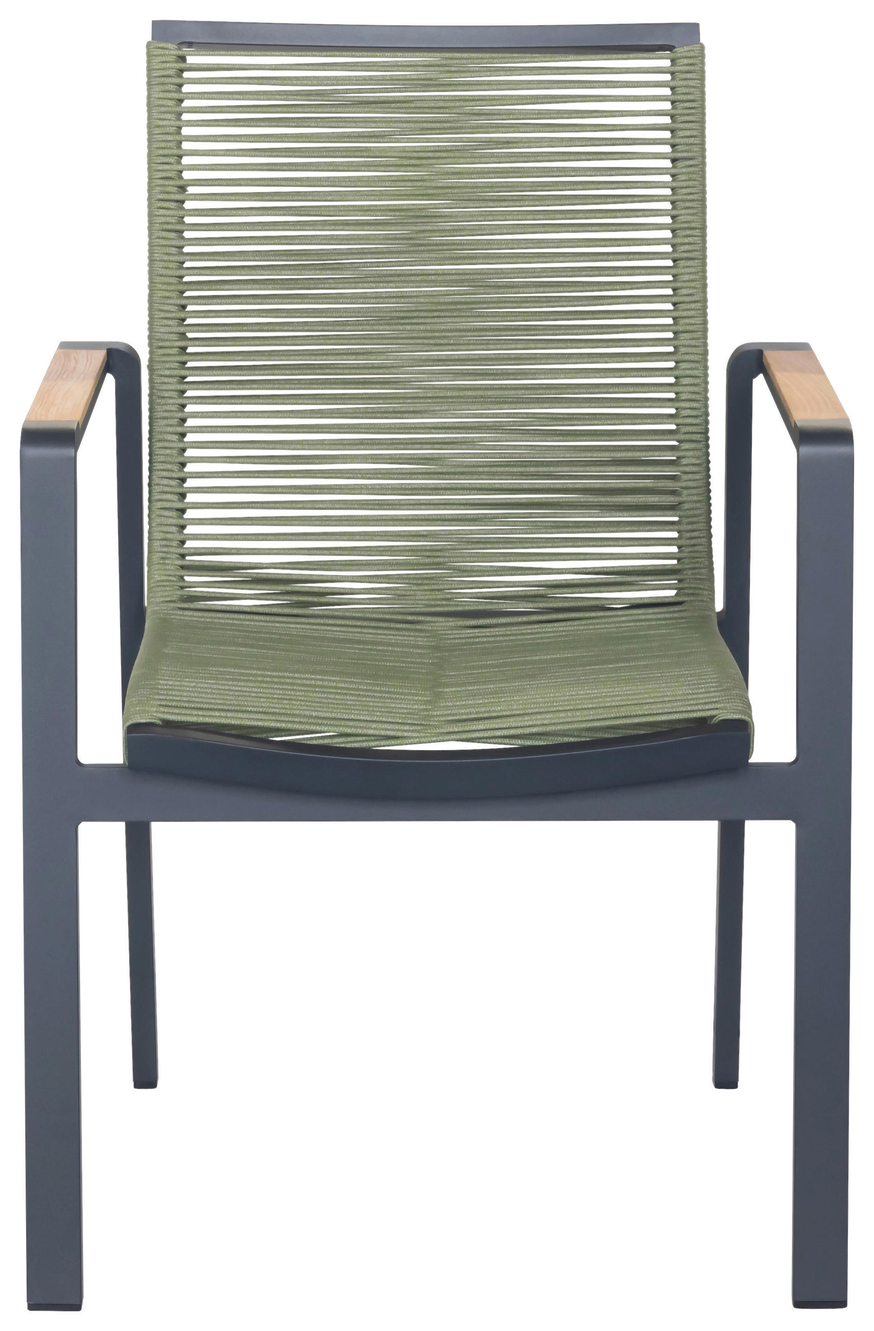 STAPELSESSEL Teakholz Aluminium Anthrazit, Grün, Teakfarben  - Anthrazit/Grün, Design, Holz/Kunststoff (65/89/60cm) - Amatio