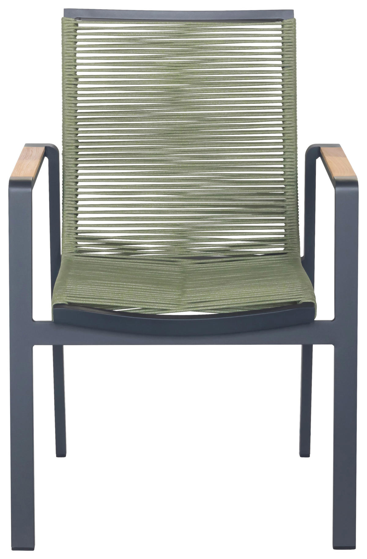 STAPELSESSEL Teakholz Aluminium Anthrazit, Grün, Teakfarben  - Anthrazit/Grün, Design, Holz/Kunststoff (65/89/60cm) - Amatio