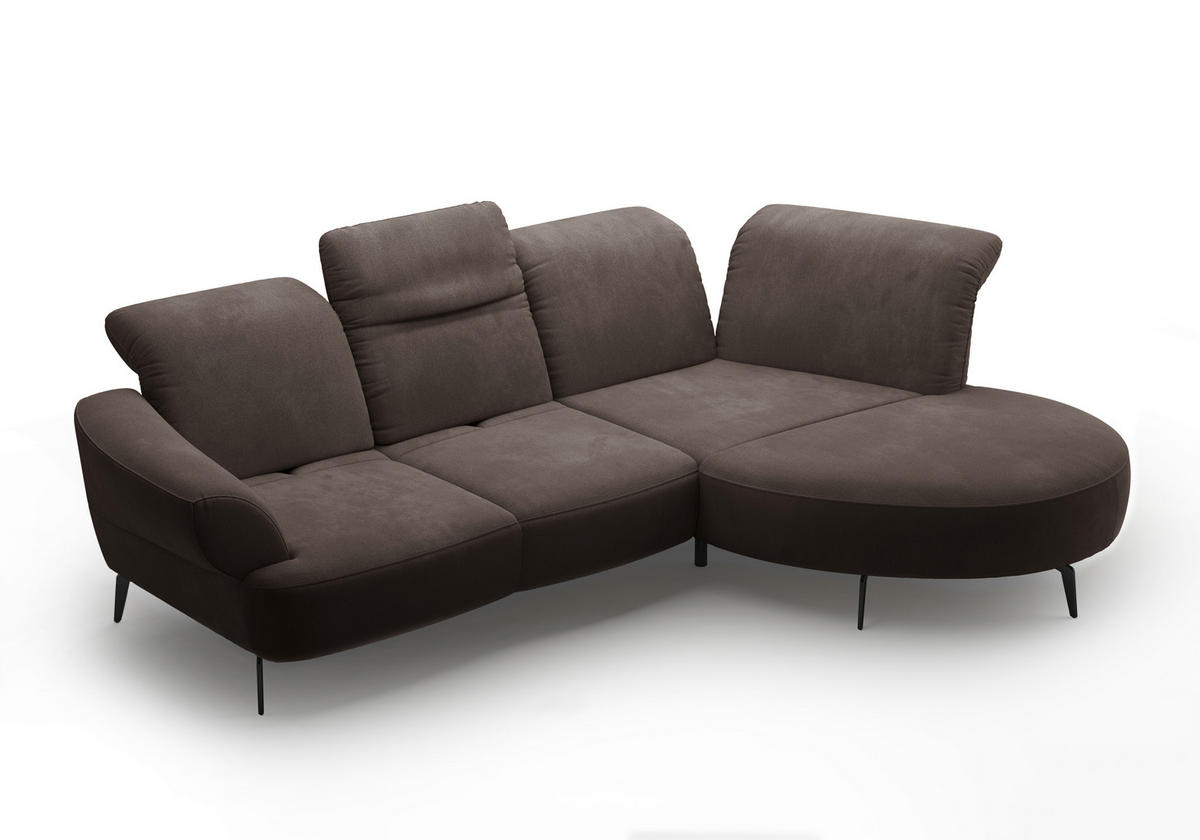 ECKSOFA in Flachgewebe Graphitfarben  313/208 cm  - Schwarz/Graphitfarben, MODERN, Textil/Metall (313/208cm) - Sit & More