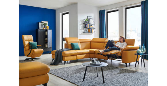 ECKSOFA in Echtleder Gelb  239/285 cm  - Gelb/Schwarz, Design, Leder/Metall (239/285cm) - Cantus