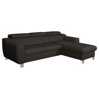 ECKSOFA Dunkelbraun Echtleder Lederlook  - Chromfarben/Dunkelbraun, Design, Leder/Textil (242/176cm) - Livetastic