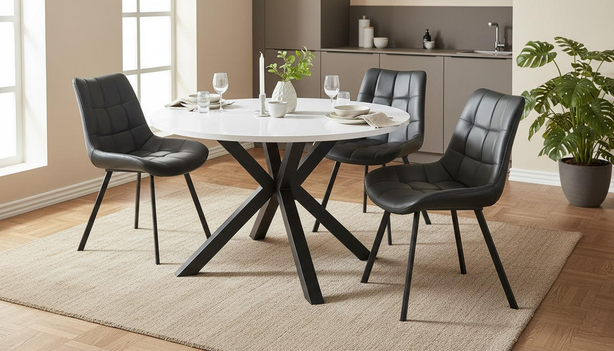 ESSTISCH 110/150/110/76 cm Nachbildung  Metall, Holzwerkstoff ausziehbar oval Multicolor, Schwarz  - Multicolor/Schwarz, MODERN, Holzwerkstoff/Metall (110/150/110/76cm) - Livetastic