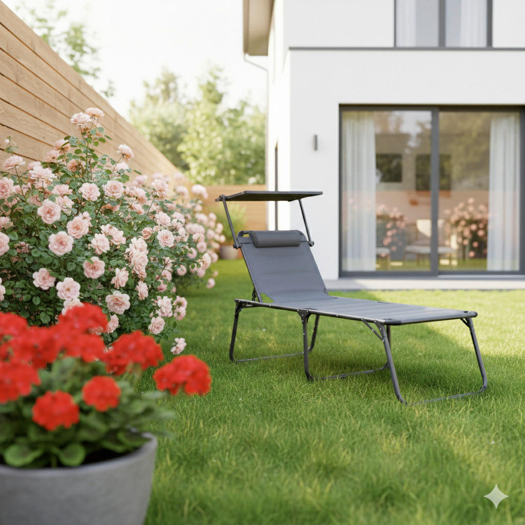 Sonnenliege Aluminium Anthrazit Lxbxh: 203x68x48 Cm