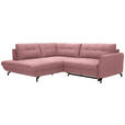 ECKSOFA in Flachgewebe, Leinenoptik Rosa  - Schwarz/Rosa, Design, Textil/Metall (208/247cm) - Xora