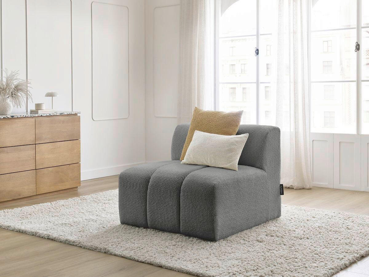 SOFAELEMENT ANNECY Bouclé Dunkelgrau  - Dunkelgrau/Schwarz, MODERN, Kunststoff/Textil (91/72/91cm)