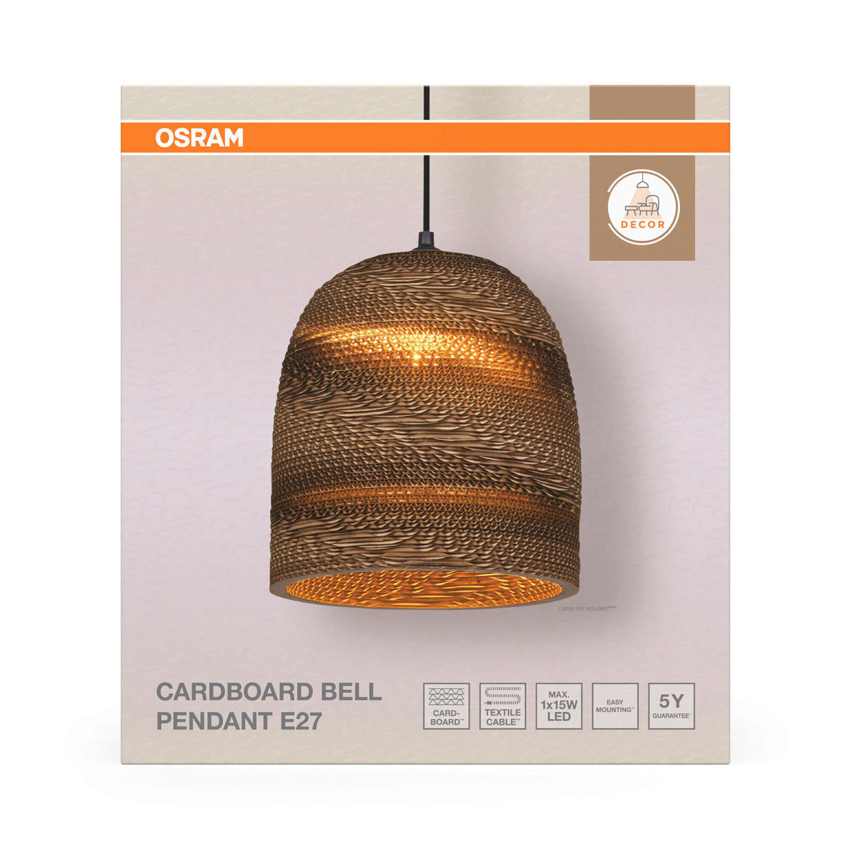 HÄNGELEUCHTE 25/134 cm  - Braun, Natur, Karton/Metall (25/134cm) - Osram