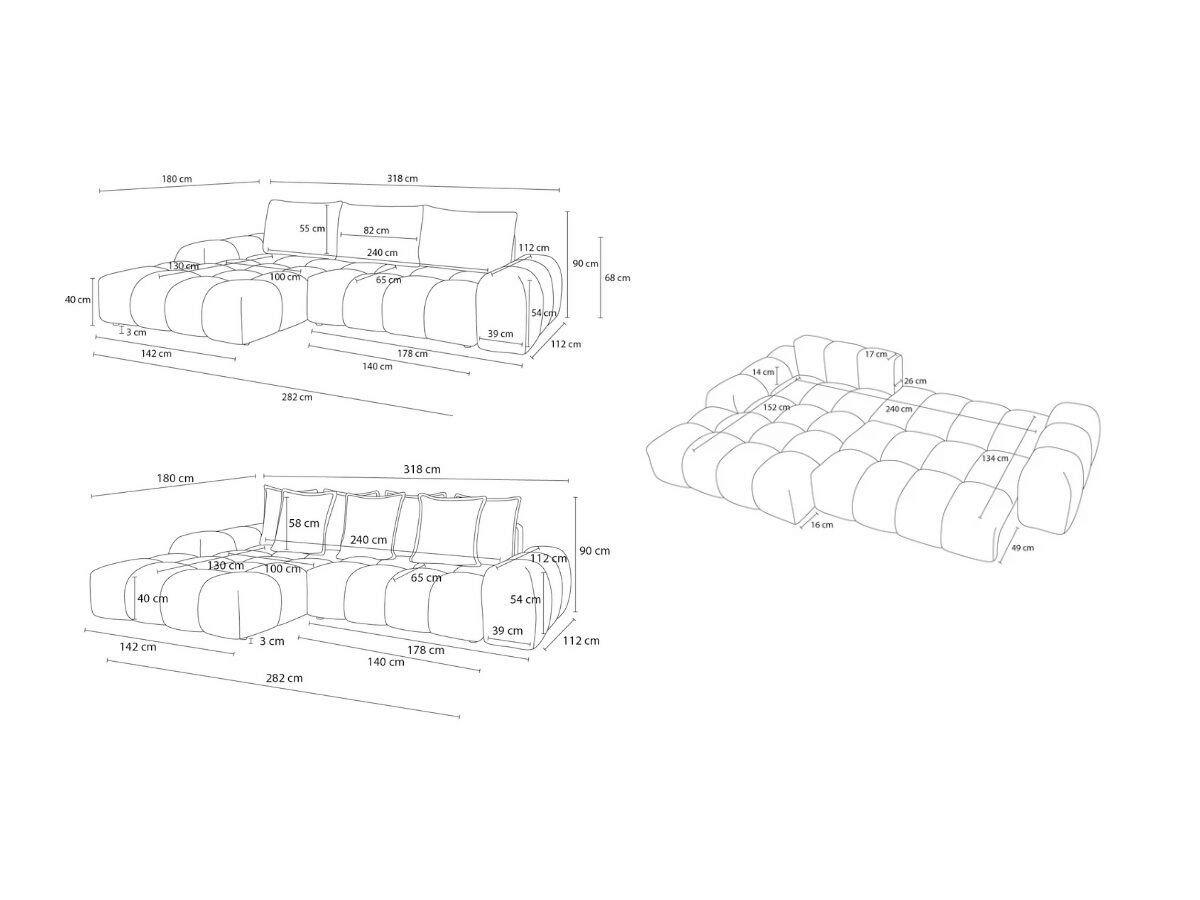 Thumbnail - Eckschlafsofa Everest, Gelb, Textil, Buche, Kiefer, 3-Sitzer, Füllung: Komfortschaum, 318x180 cm, Rücken echt, Armteil l...