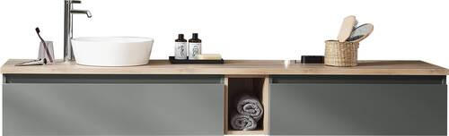 WASCHTISCHKOMBI 200 cm  - Eichefarben/Weiß, Design, Keramik/Holzwerkstoff (200cm) - Novel