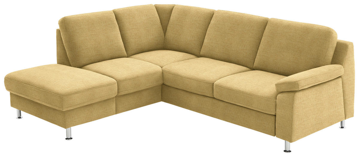 ECKSOFA in Webstoff Gelb  - Gelb/Alufarben, Konventionell, Textil/Metall (200/241cm) - Beldomo System