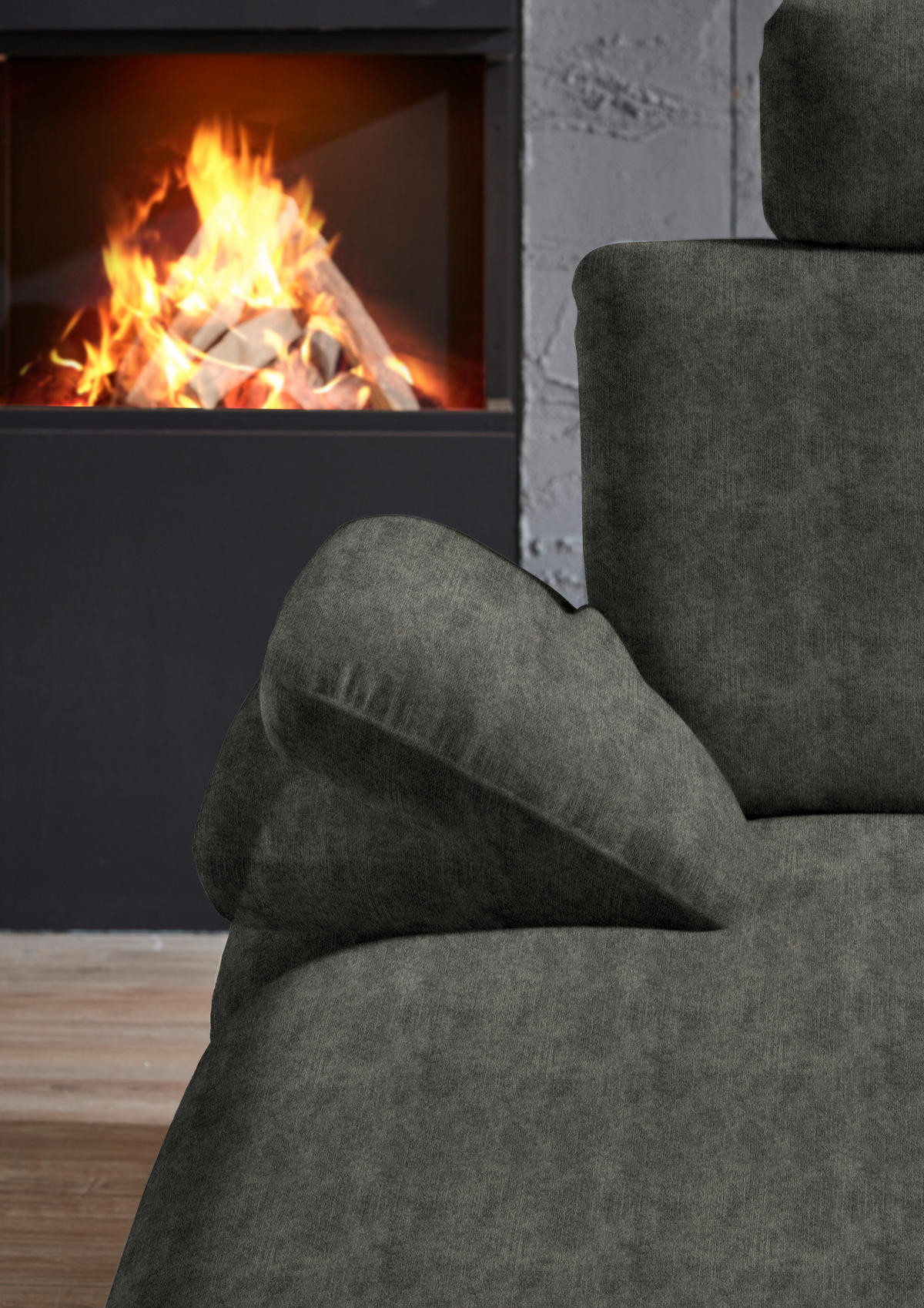 WOHNLANDSCHAFT in Velours Dunkelgrau  - Dunkelgrau/Schwarz, Design, Textil/Metall (180/344/208cm) - Dieter Knoll