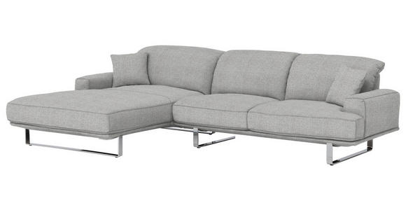 ECKSOFA in Flachgewebe Hellgrau  - Chromfarben/Hellgrau, Design, Textil/Metall (184/304cm) - Dieter Knoll