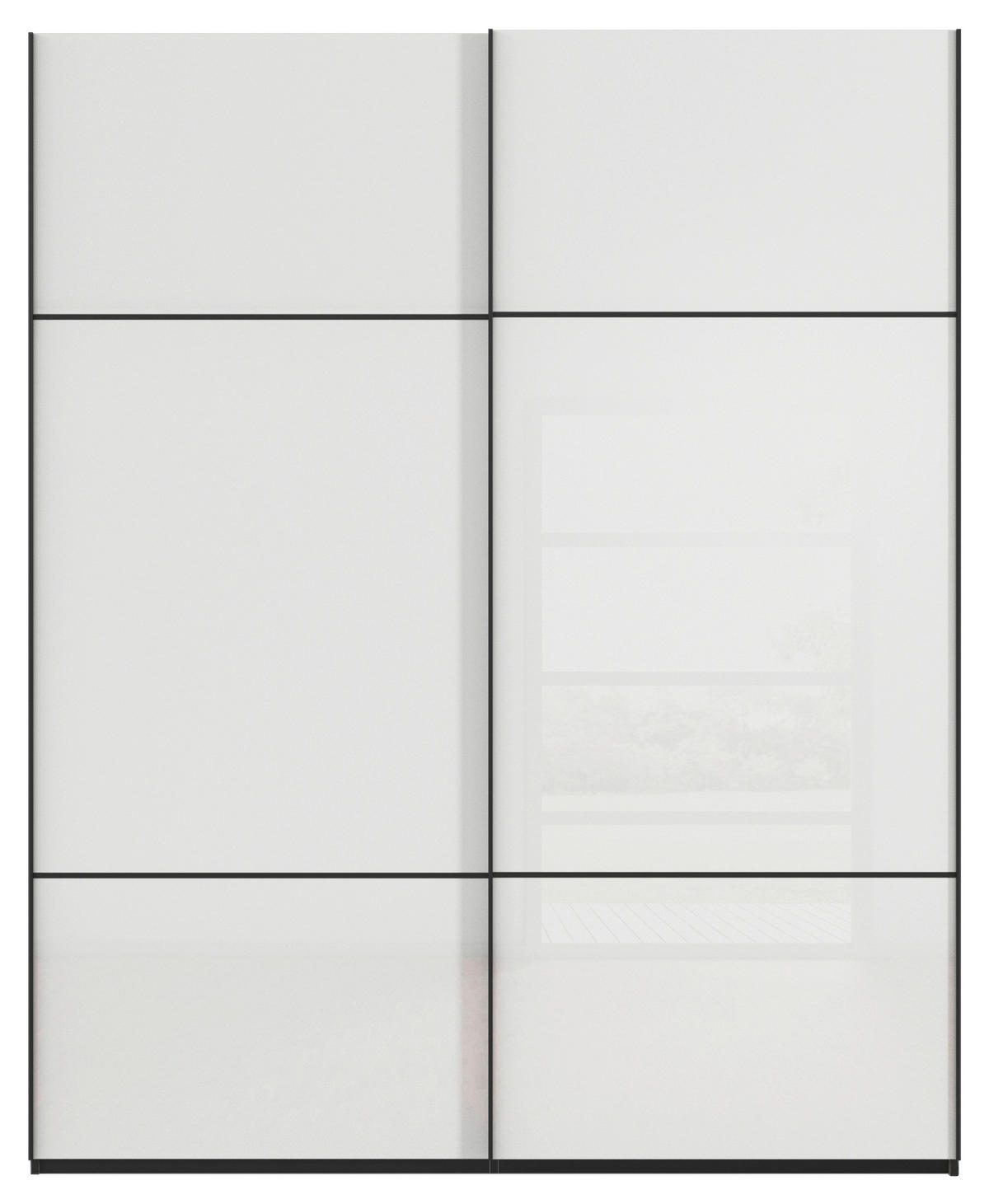 SCHWEBETÜRENSCHRANK in Schwarz, Weiss  - Weiss/Schwarz, Konventionell, Glas/Holzwerkstoff (162/223/68cm) - Novel