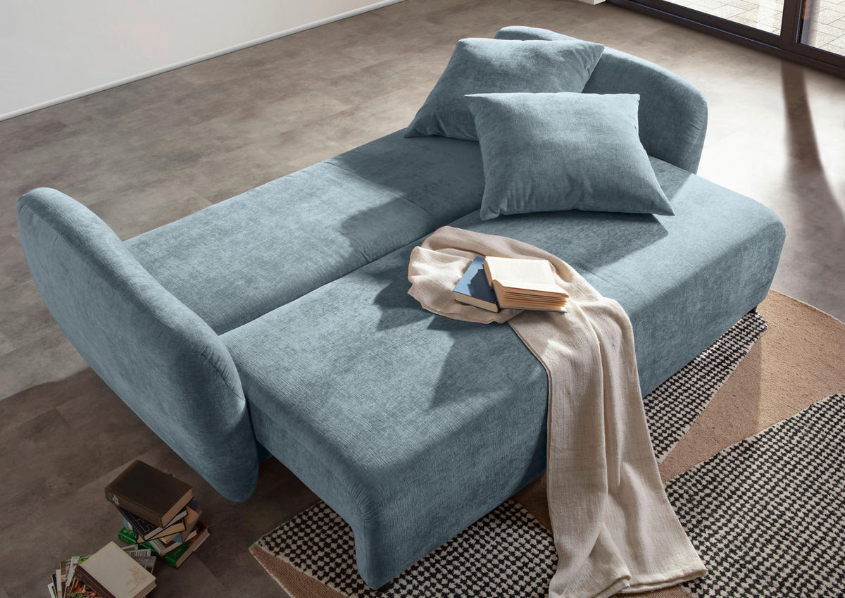SCHLAFSOFA in Flachgewebe Blau  - Blau/Schwarz, KONVENTIONELL, Kunststoff/Textil (250/74/108cm) - Carryhome