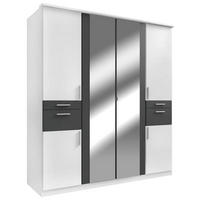 KLEIDERSCHRANK 180/198/58 cm 6-türig Graphitfarben, Weiß  - Alufarben/Graphitfarben, KONVENTIONELL, Glas/Holzwerkstoff (180/198/58cm) - Carryhome