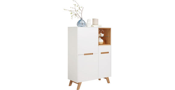 HIGHBOARD 95/136,5/41 cm - Eichefarben/Weiß, Design, Glas/Holz (95/136,5/41cm) - Hom`in