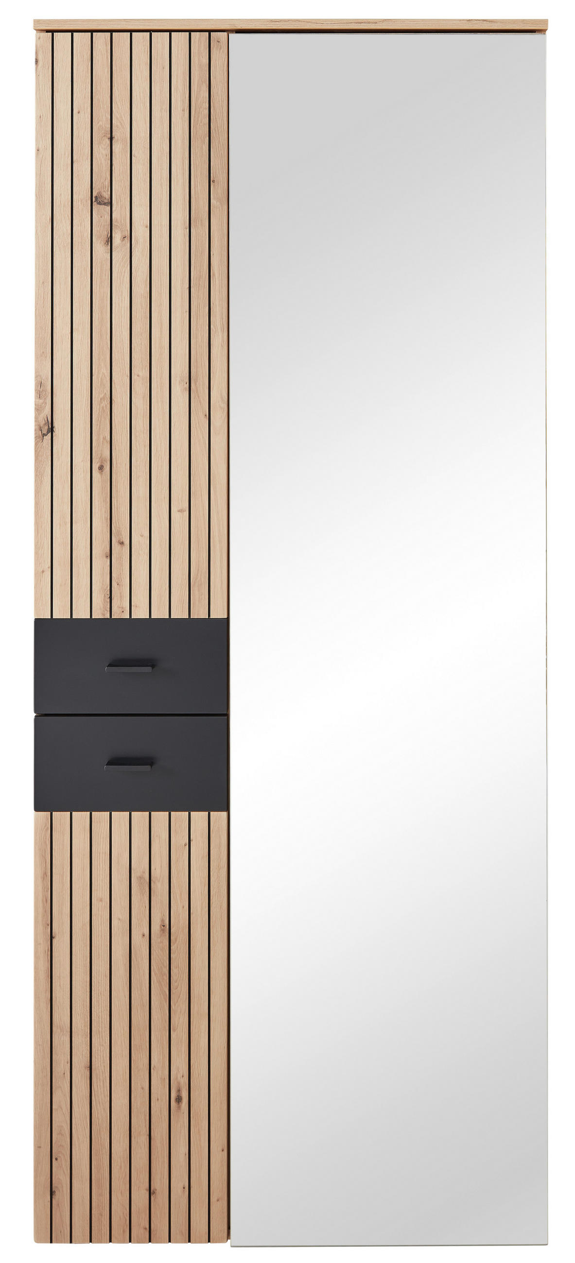 GARDEROBENSCHRANK in 84/202,2/37,4 cm - Schwarz/Eiche Artisan, Design, Holzwerkstoff/Metall (84/202,2/37,4cm) - Voleo