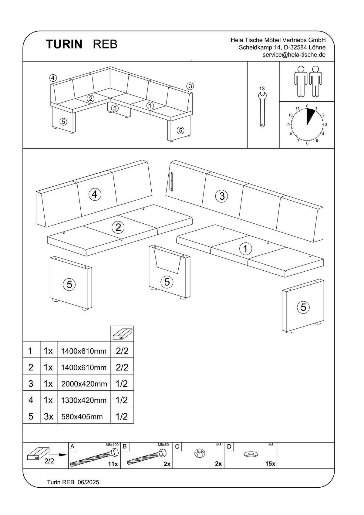 ECKBANK 200/92 cm  in Schlammfarben  - Schlammfarben, MODERN, Holz/Textil (200/92cm) - MID.YOU