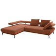 ECKSOFA Fino in Chenille Rostfarben  224/305 cm  - Rostfarben/Schwarz, Design, Textil/Metall (224/305cm) - Dieter Knoll
