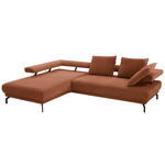 ECKSOFA Fino in Chenille Rostfarben  224/305 cm  - Rostfarben/Schwarz, Design, Textil/Metall (224/305cm) - Dieter Knoll