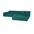 ECKSOFA Petrol Velours  - Petrol/Schwarz, Design, Kunststoff/Textil (317/213cm) - Hom`in