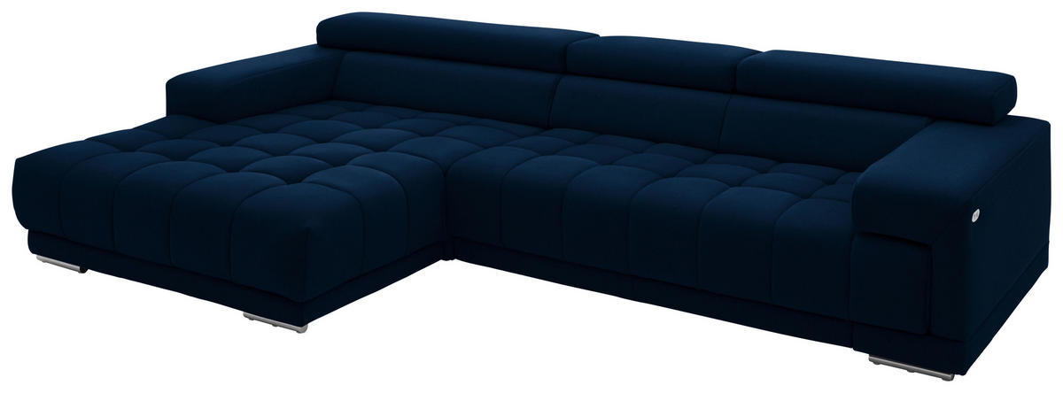 ECKSOFA Mikrofaser Dunkelblau  - Silberfarben/Dunkelblau, Design, Textil/Metall (190/335cm) - Beldomo Speed