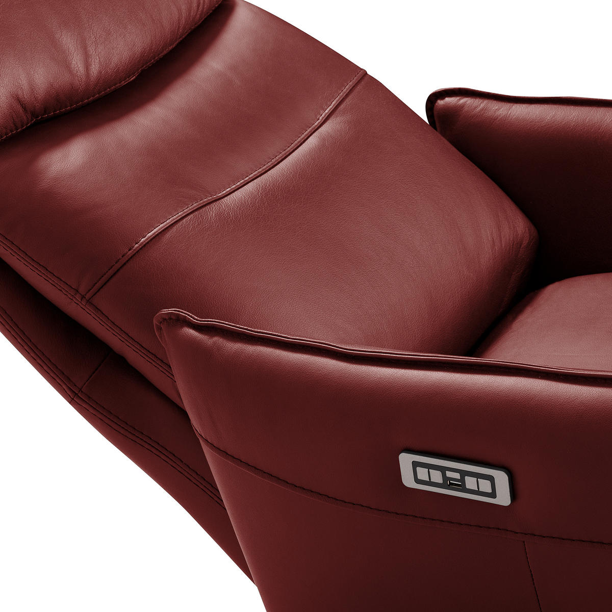 RELAXSESSEL Leder Kirschrot  - Schwarz/Kirschrot, Design, Leder/Metall (77/107/88cm) - Livetastic