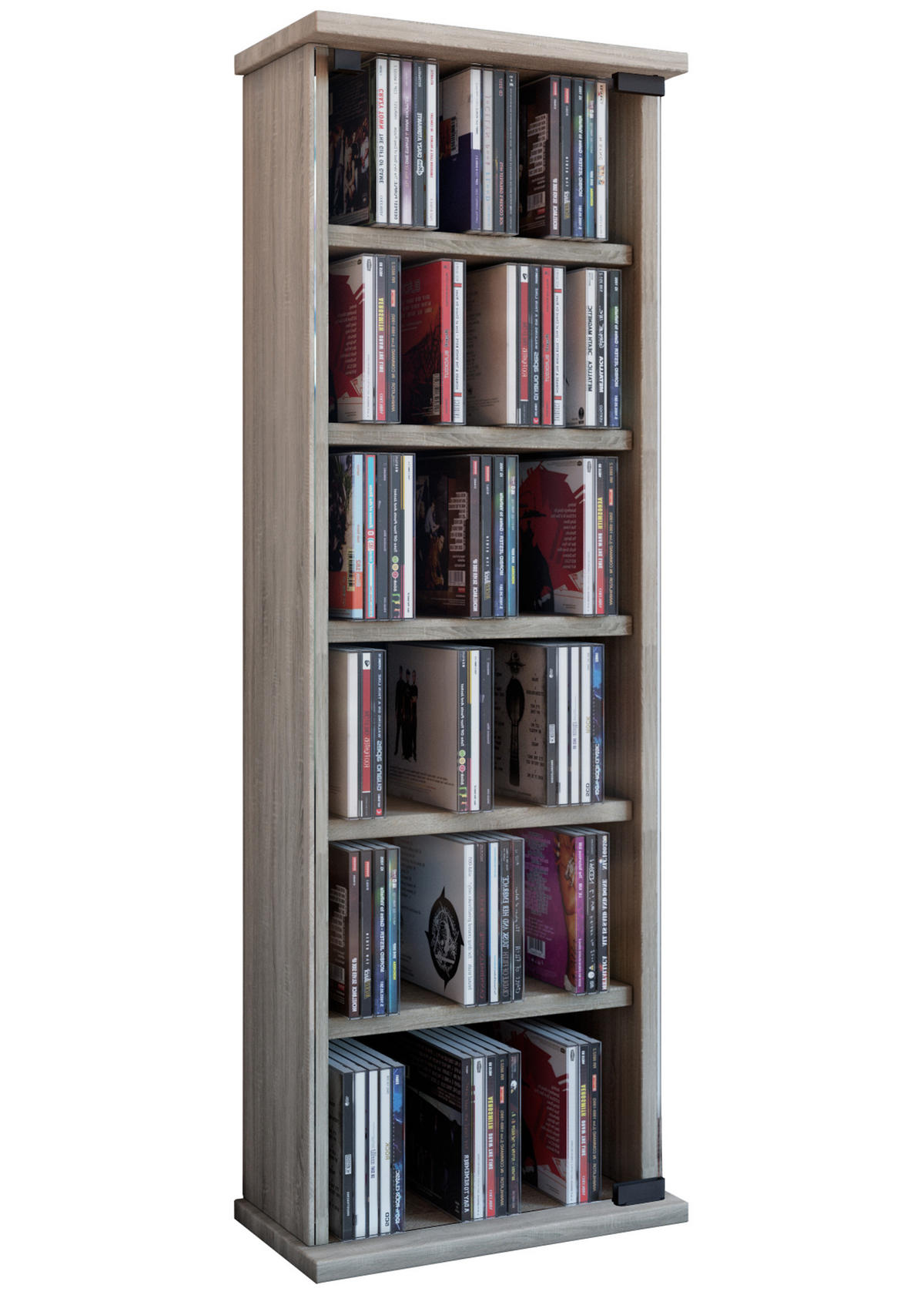 CD-Regal in Eichefarbe - Eichefarben, Konventionell, Glas/Holzwerkstoff (31/92/18cm) - MID.YOU