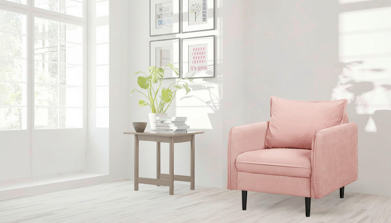 SESSEL in Samt Rosa  - Schwarz/Rosa, Design, Holz/Textil (74/86/100cm) - P & B