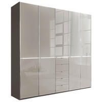 KLEIDERSCHRANK in Grau, Dunkelgrau  - Chromfarben/Dunkelgrau, Konventionell, Glas/Holzwerkstoff (250/236/58cm) - Novel