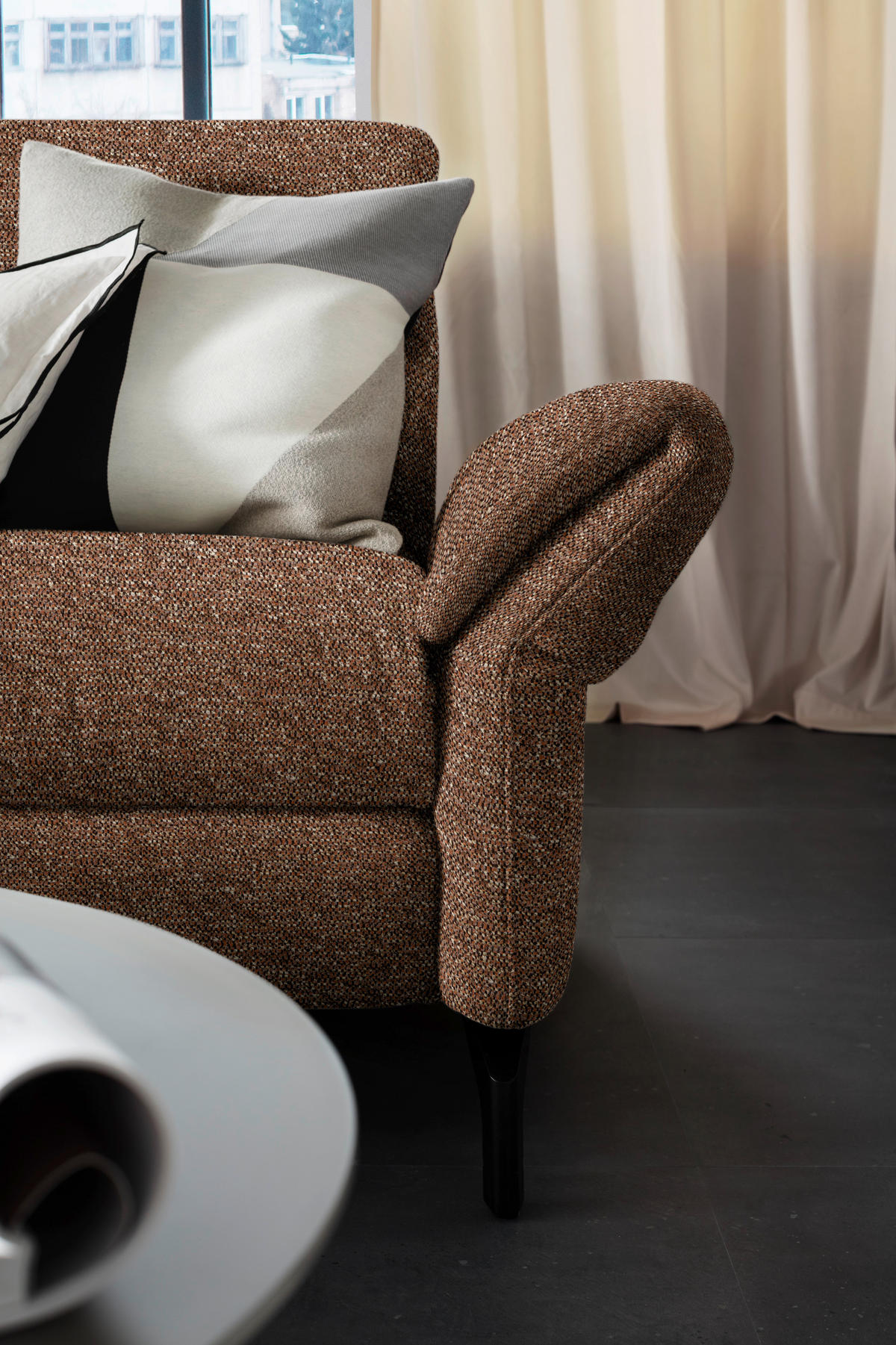 ECKSOFA in Chenille Kupferfarben  187/299 cm  - Schwarz/Kupferfarben, Design, Textil/Metall (187/299cm) - Schöner Wohnen