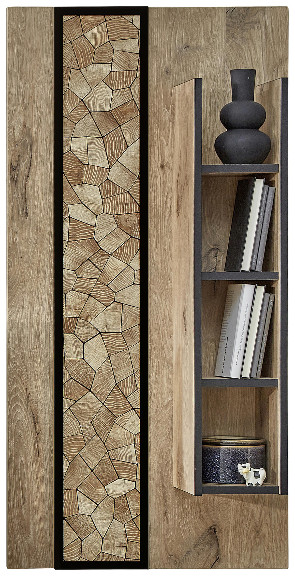 WANDREGAL 60/120/20 cm  - Eichefarben/Schwarz, Konventionell, Holzwerkstoff (60/120/20cm) - Livetastic