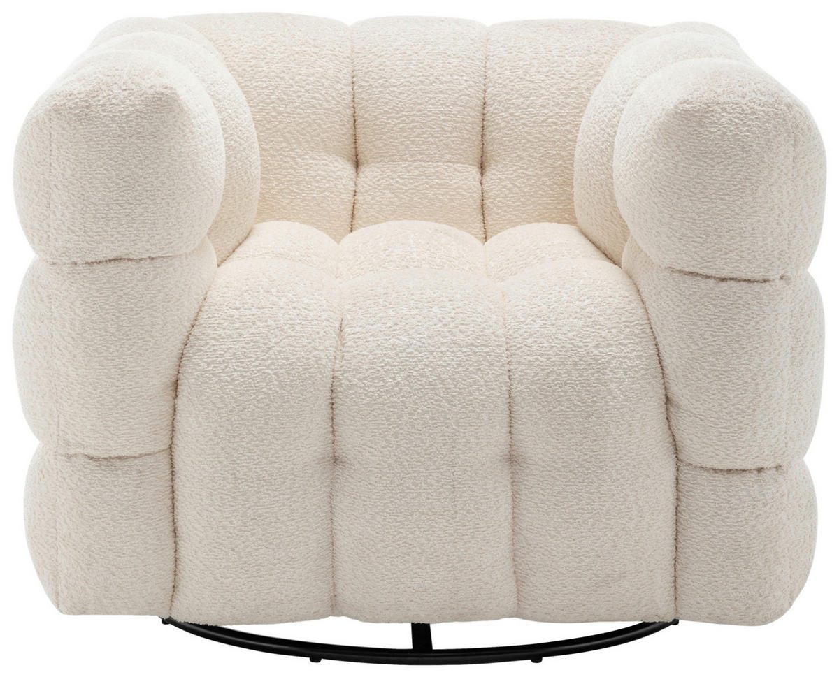 SESSEL in Bouclé Weiß  - Schwarz/Weiß, Design, Textil/Metall (94/83/71cm) - Livetastic