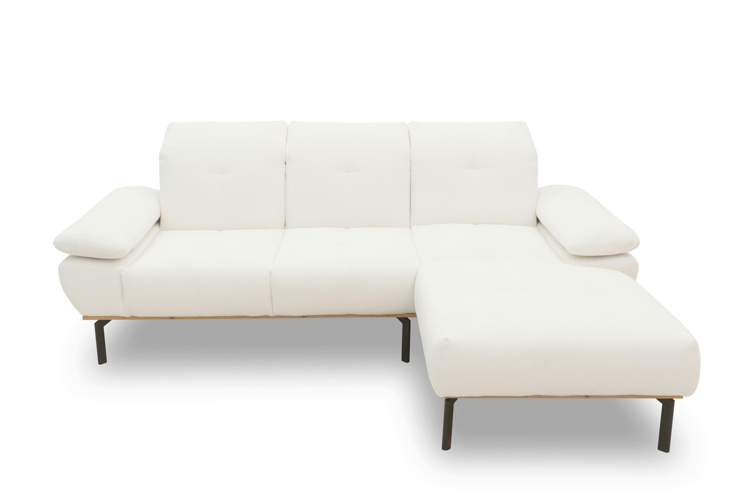 ECKSOFA Weiß Mikrofaser  - Wildeiche/Schwarz, Design, Textil/Metall (242/170cm) - MID.YOU