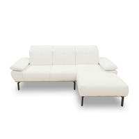 ECKSOFA Weiß Mikrofaser  - Wildeiche/Schwarz, Design, Textil/Metall (242/170cm) - MID.YOU