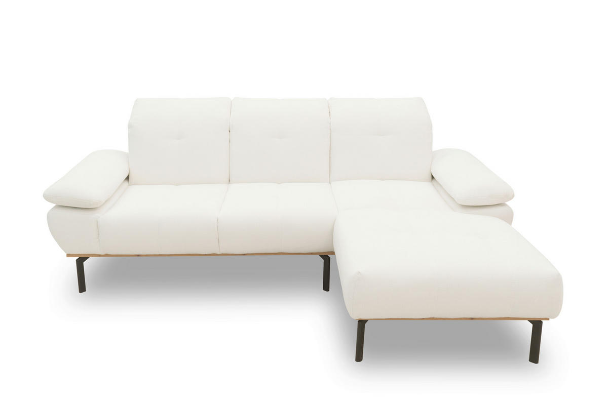 ECKSOFA Weiß Mikrofaser  - Wildeiche/Schwarz, Design, Textil/Metall (242/170cm) - MID.YOU