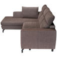 ECKSOFA Dunkelbraun Chenille  - Dunkelbraun/Schwarz, KONVENTIONELL, Textil/Metall (185/240cm) - Carryhome