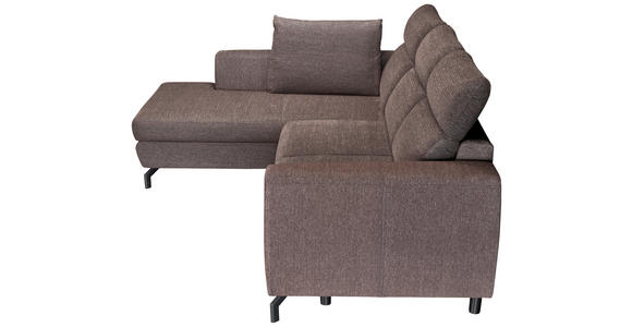 ECKSOFA Dunkelbraun Chenille  - Dunkelbraun/Schwarz, KONVENTIONELL, Textil/Metall (185/240cm) - Carryhome