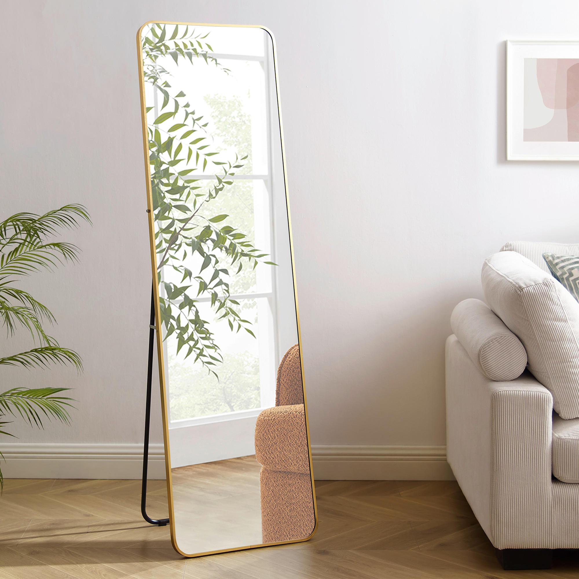 STANDSPIEGEL 50/160/2 cm  - Goldfarben, Design, Glas/Metall (50/160/2cm) - Livetastic