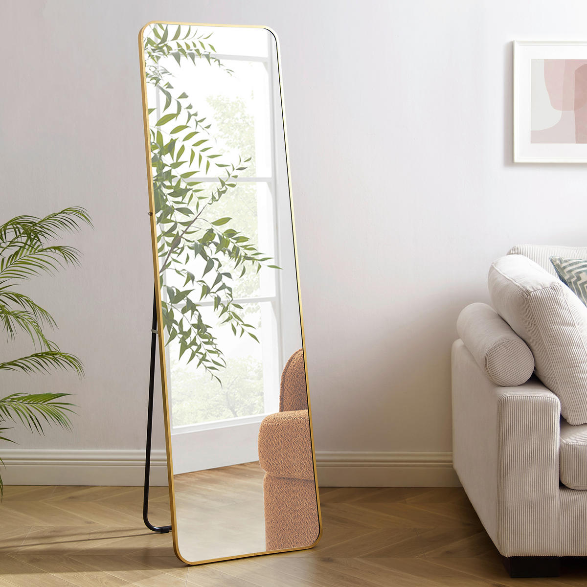 STANDSPIEGEL 50/160/2 cm  - Goldfarben, Design, Glas/Metall (50/160/2cm) - Livetastic