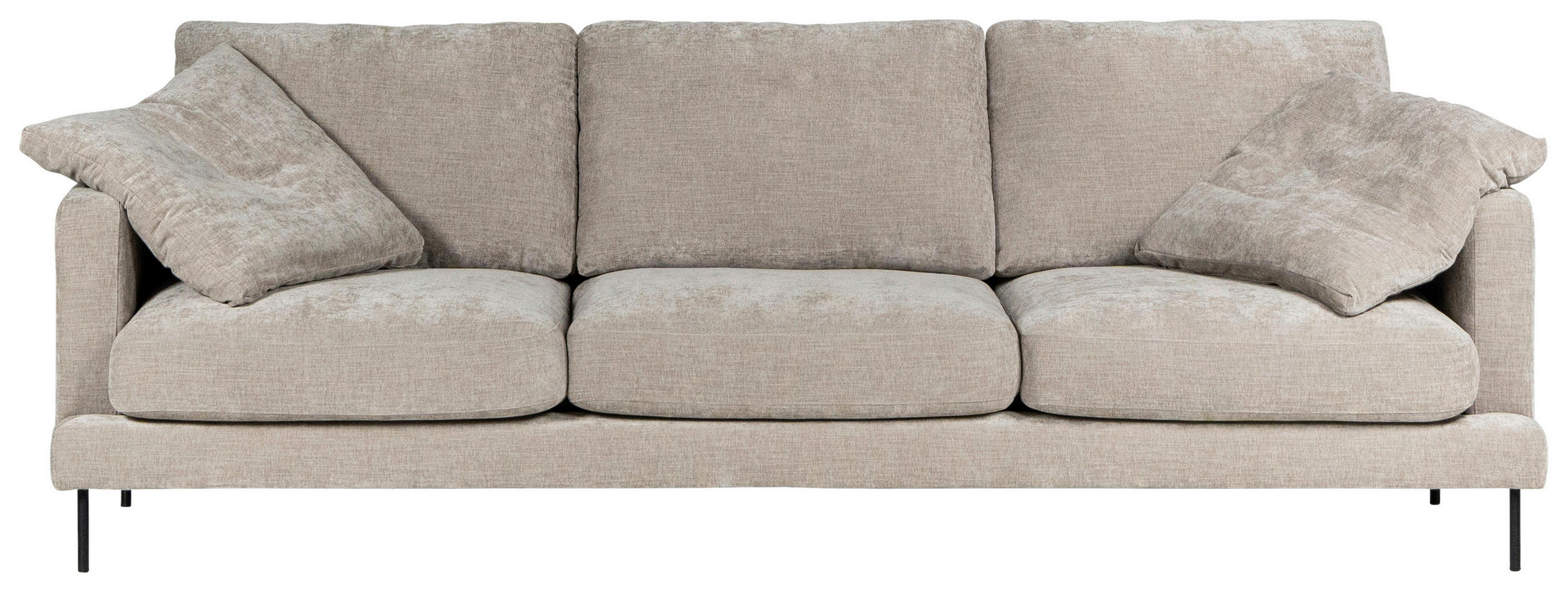 3-SITS SOFFA i beige  - beige/svart, Klassisk, metall/trä (264/98cm) - Chilliano