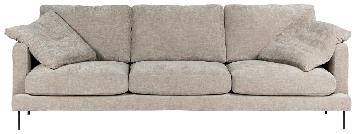 3-SITS SOFFA i beige  - beige/svart, Klassisk, metall/trä (264/98cm) - Chilliano