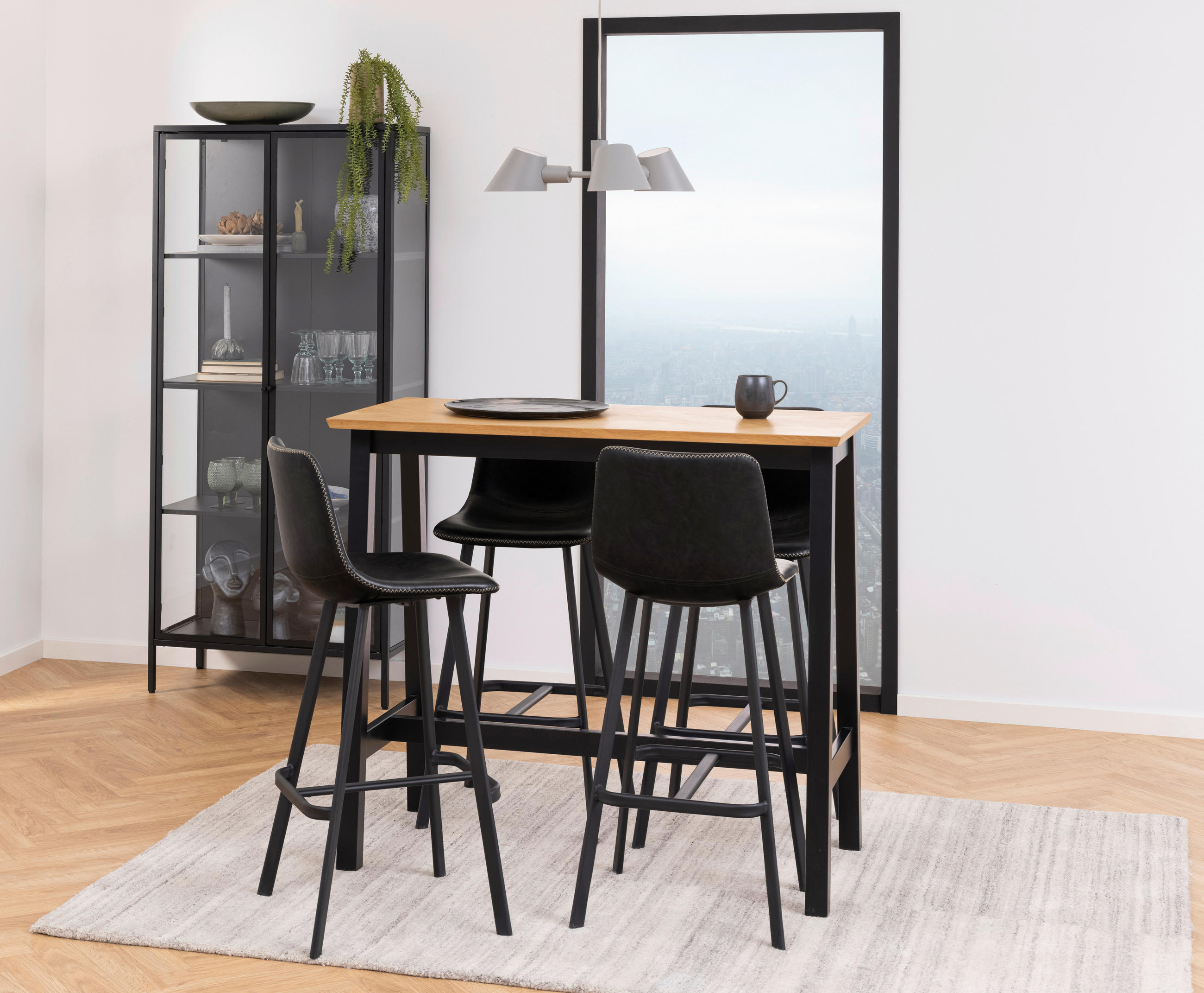 VITRINSKÅP Newcastle svart  80/180/40 cm  - svart/transparent, Design, metall/glas (80/180/40cm) - Best Price