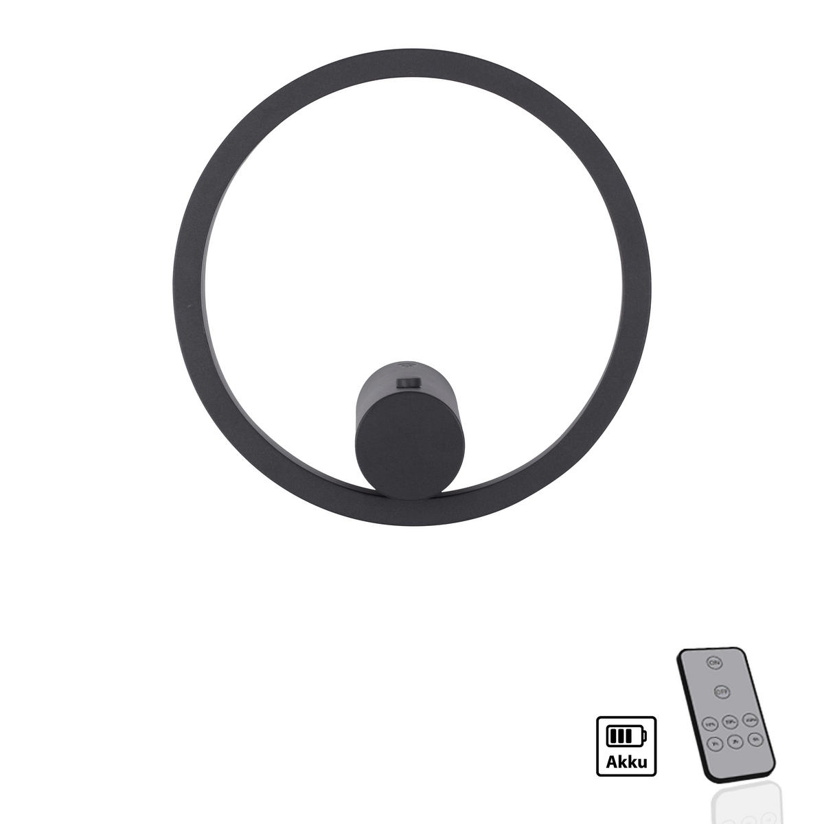 AKKU-WANDLEUCHTE 22/17,5/22 cm   - Anthrazit, Design, Kunststoff/Metall (22/17,5/22cm)