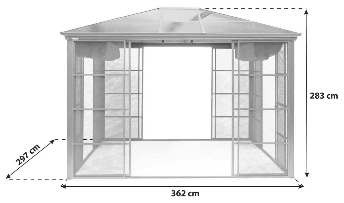 PAVILLON 362/283/297 cm Aluminium  - Bronzefarben, Basics, Kunststoff/Metall (362/283/297cm) - Ambia Garden