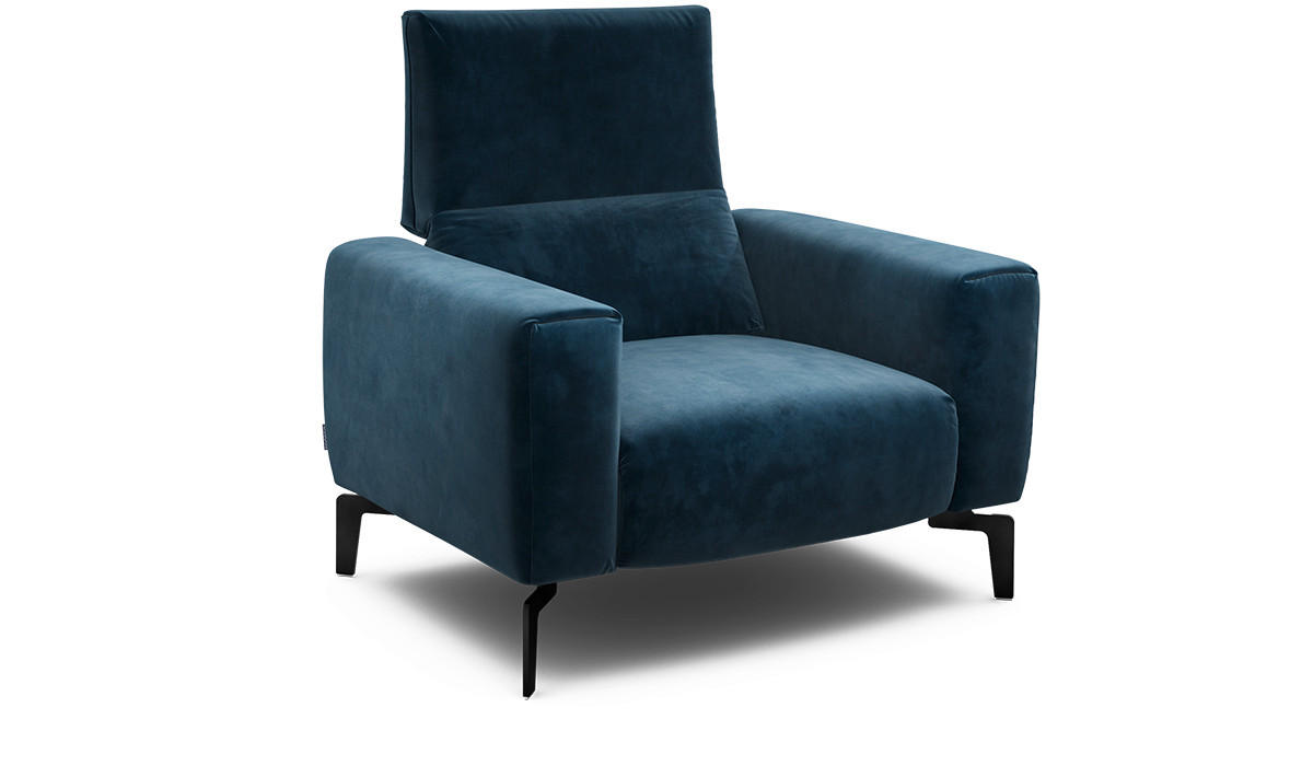 SESSEL Samt Dunkelblau    - Schwarz/Dunkelblau, Design, Textil/Metall (110/85/86-94cm) - SENSOO