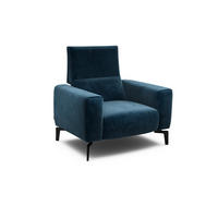 SESSEL Samt Dunkelblau    - Schwarz/Dunkelblau, Design, Textil/Metall (110/85/86-94cm) - SENSOO