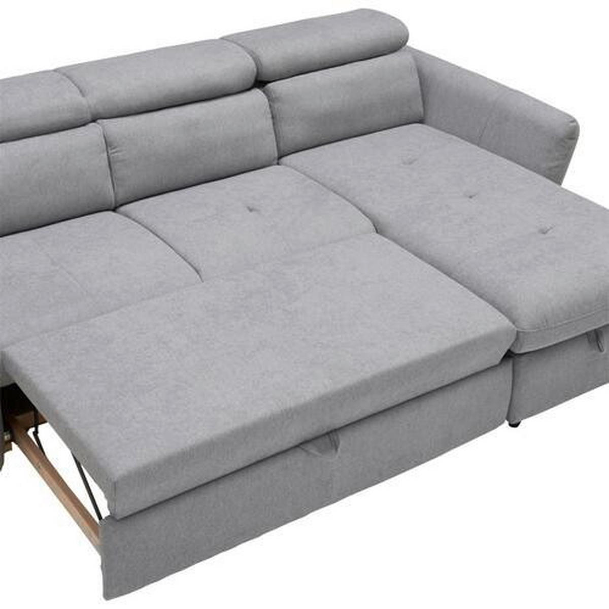 ECKSOFA Hellgrau Mikrofaser  - Hellgrau/Schwarz, Design, Kunststoff/Textil (240/172cm) - Stylife