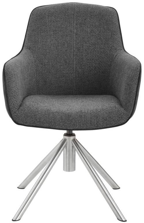 ARMLEHNSTUHL drehbar  in Edelstahl Flachgewebe  - Edelstahlfarben/Anthrazit, Design, Textil/Metall (60/88/64cm) - Novel