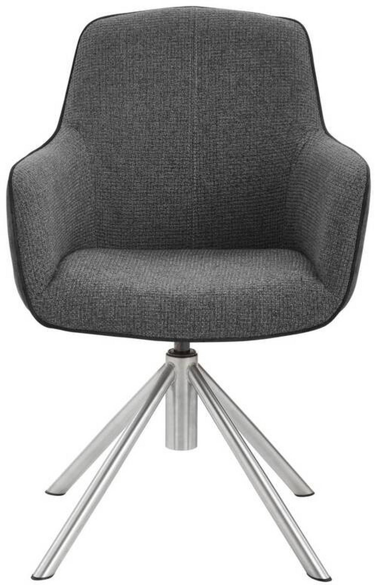 ARMLEHNSTUHL drehbar  in Edelstahl Flachgewebe  - Edelstahlfarben/Anthrazit, Design, Textil/Metall (60/88/64cm) - Novel