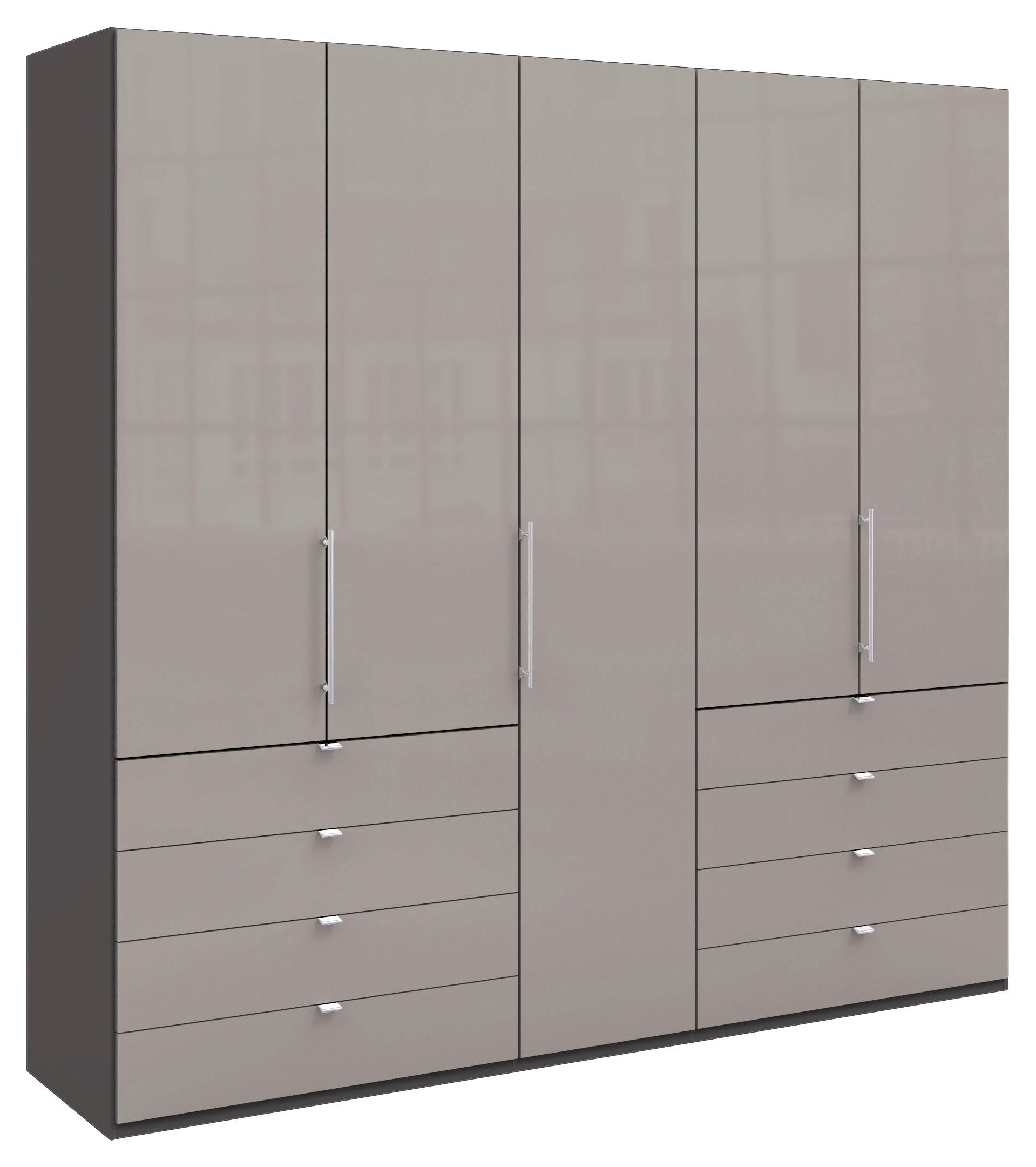 FALTTÜRENSCHRANK Hellgrau, Dunkelgrau  - Chromfarben/Dunkelgrau, Konventionell, Glas/Holzwerkstoff (250/236/58cm) - Venda